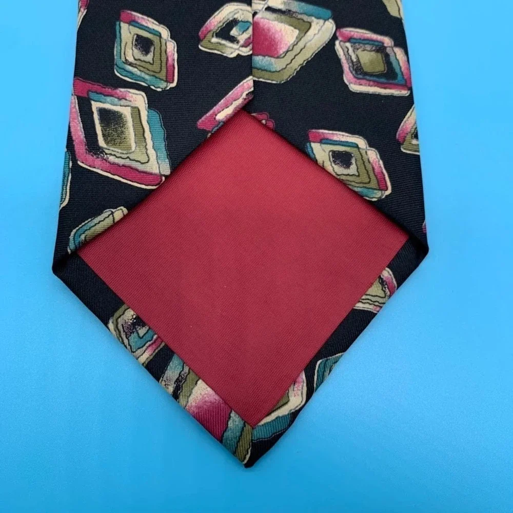 Vintage Adolfo Geometric Print Preppy All Silk Men's Classic Neck Tie